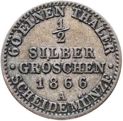 купить Германия (Пруссия) 1/2 гроша 1866 "A"