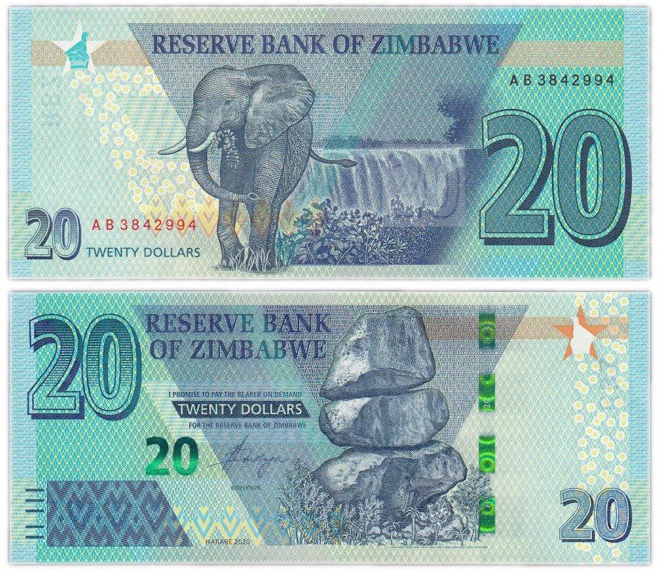 купить Зимбабве 20 долларов 2020 (Pick **)