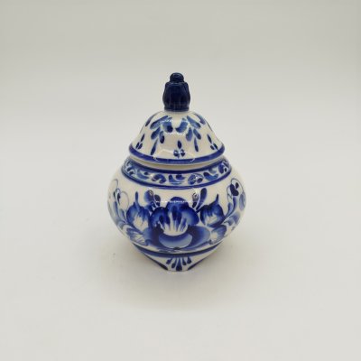 купить Чайница с растительным декором, Гжель, фарфор, роспись, Россия, 1991-2010 гг.