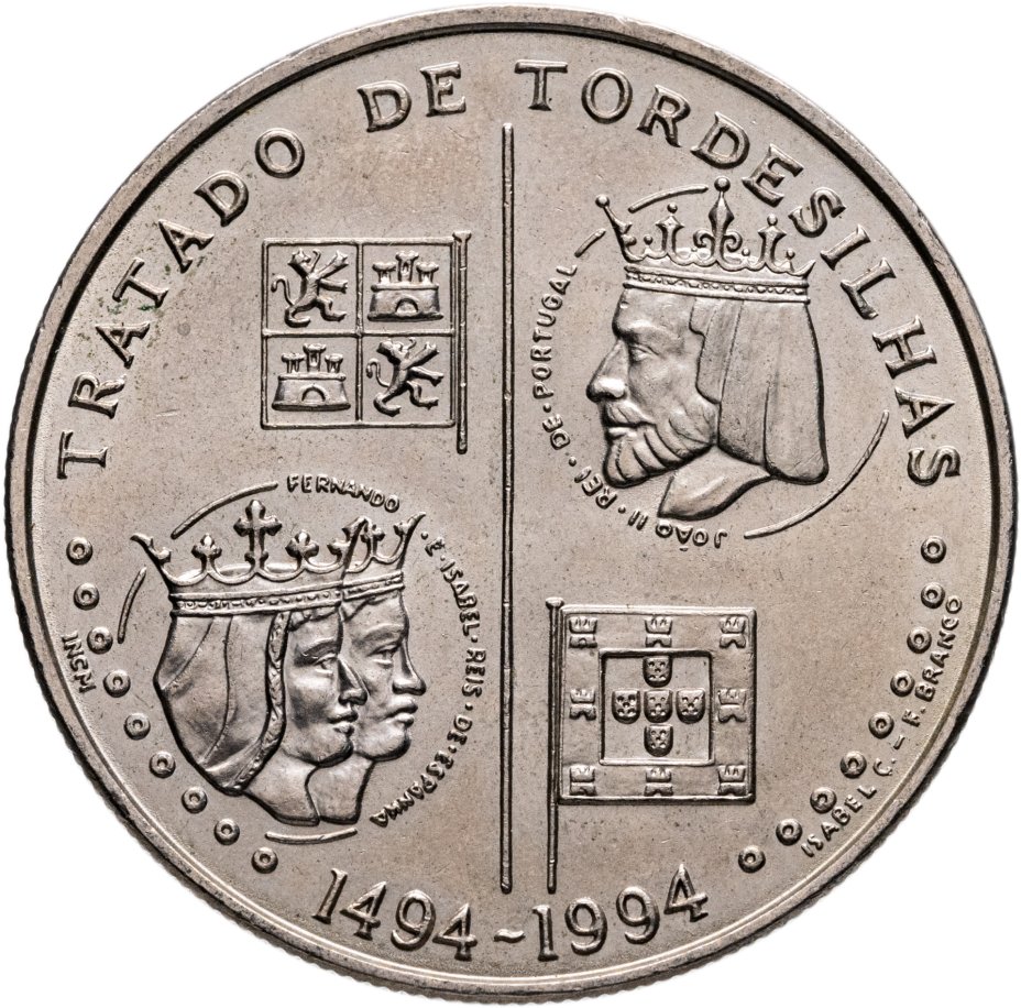 Купить Португалия 200 эскудо (escudos) 1994  "500 лет с момента заключения Тордесильясского договора"