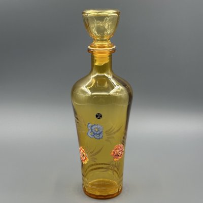 купить Графин янтарного цвета, стекло, деколь, золочение, Италия, 1970-1990 гг.