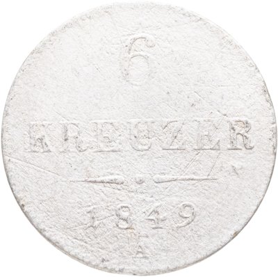 купить Австрия 6 крейцеров (kreuzer) 1849, знак монетного двора "A" - Вена