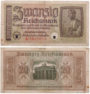 купить Германия, Третий Рейх 20 марок 1940-1945