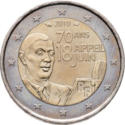 купить Франция 2 евро 2010 "70 лет речи Шарля де Голля"