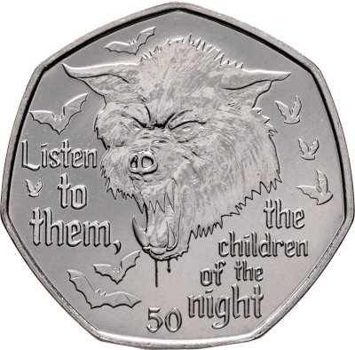 купить Гибралтар 50 пенсов (pence) 2022 "125 лет публикации Дракулы - Слушайте их, дети ночи"