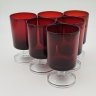 Купить Набор бокалов алого цвета для крепких алкогольных напитков на 6 персон, стекло, Luminarc, Франция, 1970-1990 гг.