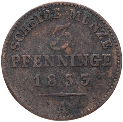 купить Германия, Пруссия 3 пфеннинга 1853 А