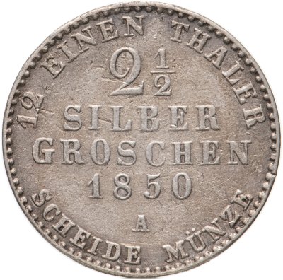 купить Германия, Пруссия 2 1\2 гроша 1850