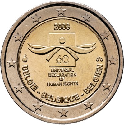 купить Бельгия 2 euro (евро) 2008 "60 лет Всеобщей декларации прав человека"