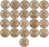 Купить США полный набор монет 1 доллар 2000-2020 из серии "Коренные американцы (Сакагавея)" (21 монета), случайный двор