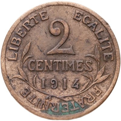 купить Франция 2 сантима (centimes) 1914
