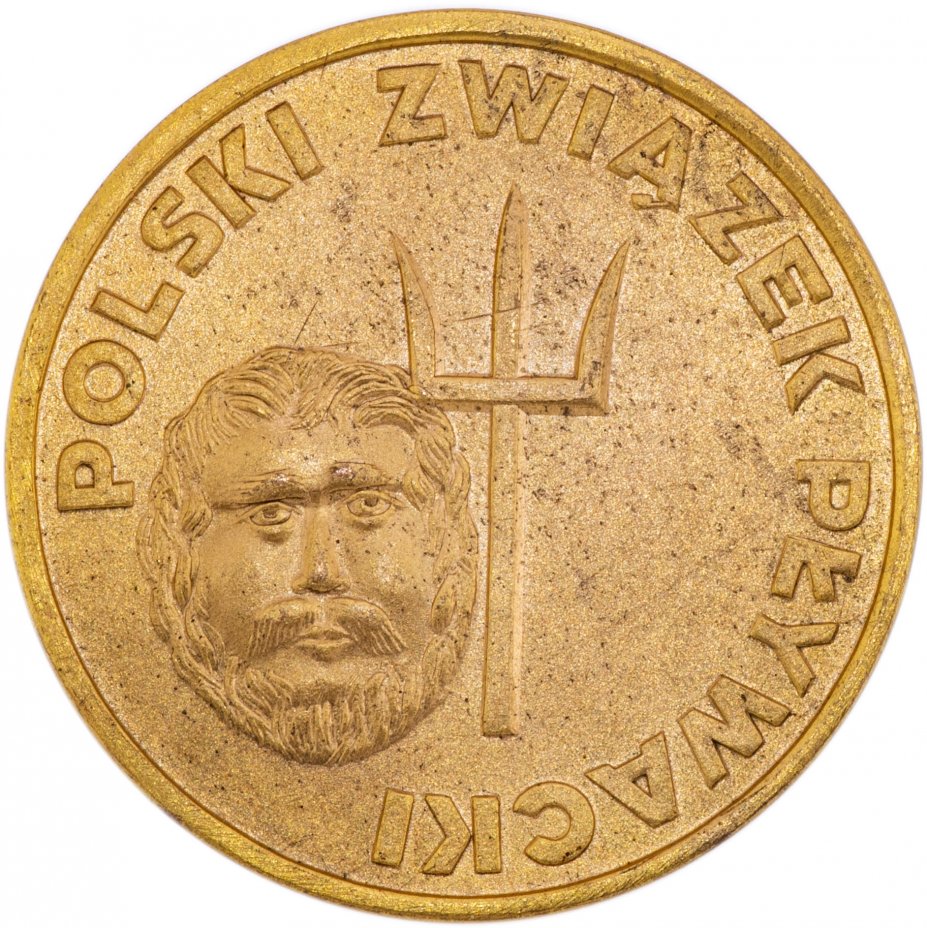 купить Медаль  настольная "Польский плавательный союз", желтый металл, Польша, 1960-1980 гг.