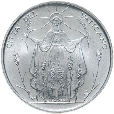 купить Ватикан 5 лир 1968