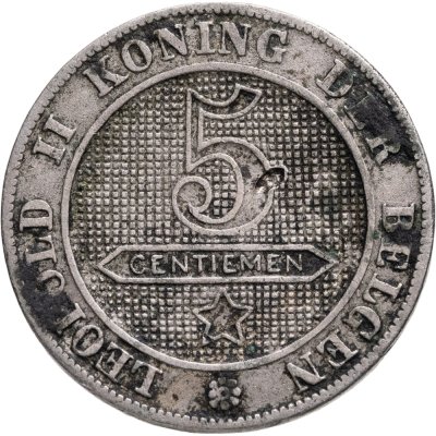 купить Бельгия 5 сантимов (centimes) 1895 Надпись на голландском - 'DER BELGEN'