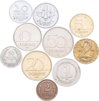 купить Венгрия набор из 10 монет 2, 10, 20 филеров (filler) и 1, 2, 5, 10, 20, 50 форинтов (forint) 1895-1997