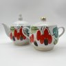 Купить Набор для сервировки стола "Кизил" (чайник, саханица, молочник), фарфор, роспись, золочение, Краснодарский фарфорово-фаянсовый завод «Чайка», СССР, 1960-1991 гг.