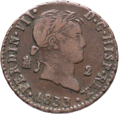купить Испания 2 мараведи 1833