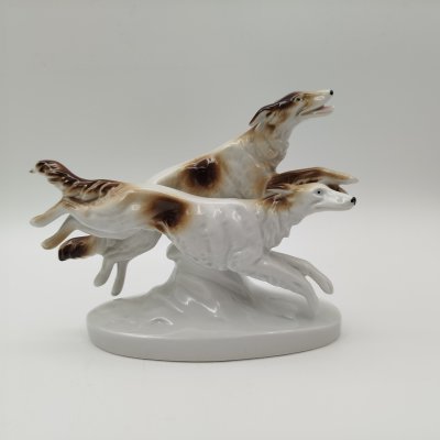 купить Статуэтка "Две борзые", фарфор, роспись, Wagner & Apel, ГДР, 1951-1974 гг.