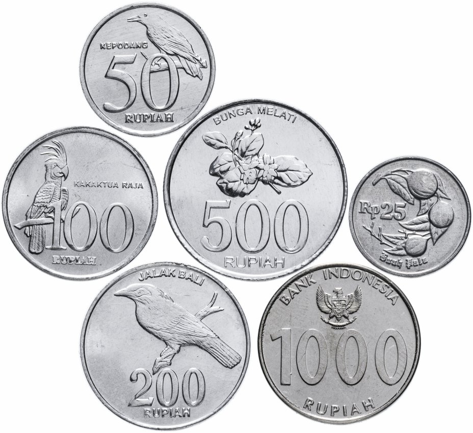 купить Индонезия набор монет 1992-2010 (6 штук, UNC) Животные, растения