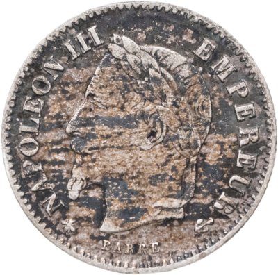 купить Франция 20 сантимов (centimes) 1867, знак монетного двора: "A" - Париж