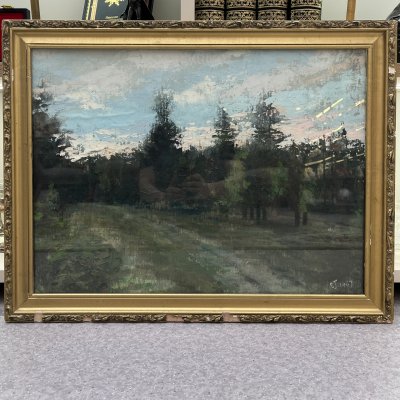 купить Картина в раме "Сумерки", автор Гребенщиков Е. Ц., картон, масло, дерево, стекло, СССР, 1967 г.