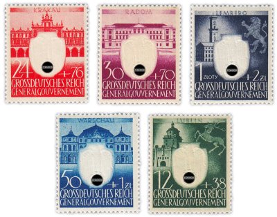 купить Германия, Третий Рейх, Генерал-губернаторство Польша набор из 5 марок 1943 "3 года со дня основания партии НСДРП"