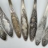 Купить Набор из 7-ми ложек разных размеров с цветочным декором на ручках, мНЦ (медь-никель-цинк), Кольчугинский завод цветных металлов, СССР, 1962-1980 гг.