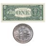 Купить США набор из монеты 10 центов (дайм) 1946-1964 "Рузвельт (Silver Roosevelt Dime)" и банкноты США 1 доллар 2021 ПРЕСС