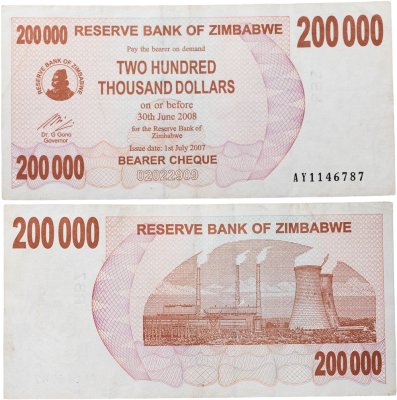 купить Зимбабве 200000 долларов 2008 год