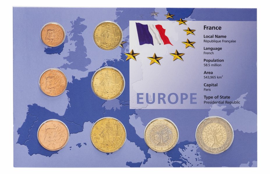 купить Франция набор монет евро 1999-2001 (8 монет в буклете)