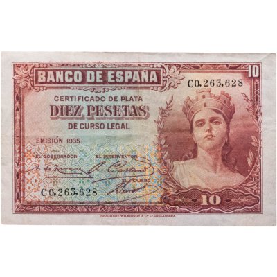 купить Испания 10 песет 1935 (Pick 86a)