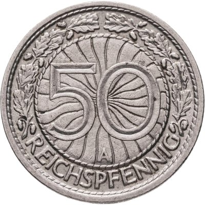 купить Германия 50 рейхспфеннигов (reichspfennig) 1929 A знак монетного двора "A" — Берлин