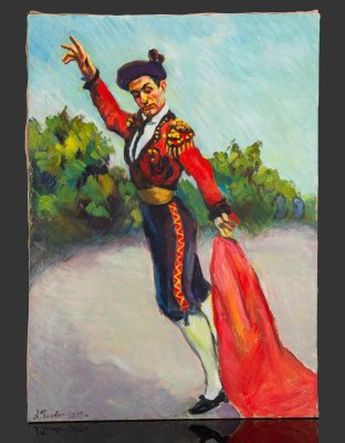 купить Картина "Тореадор", художник Панкин А.Ф. (1938-2020 гг.), член Союза архитекторов СССР, член студии "Новая реальность", холст, масло, деревянный подрамник, Российская Федерация, 2009 г.