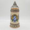 Купить Кружка пивная с металлической крышкой и изображением герба Баварии на тулове, керамика, деколь, сплав металлов, Германия, 1980-1990 гг.