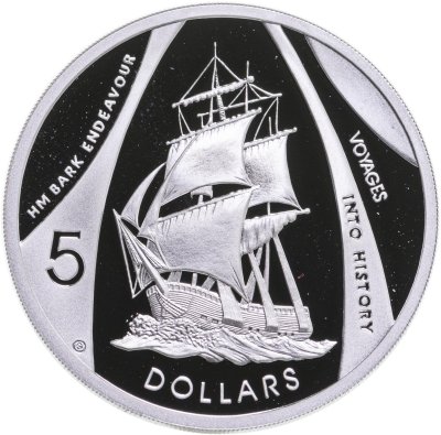 купить Австралия 5 долларов 2002 "Путешествие в историю - HMB Endeavour"