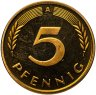 Купить Германия 5 пфеннигов (pfennig) 1998 А