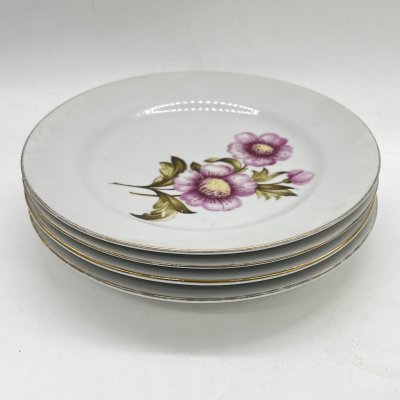 купить Набор из 4 пирожковых тарелок с цветочным декором, фарфор, деколь, золочение, Kahla, ГДР, 1960-1980 гг.