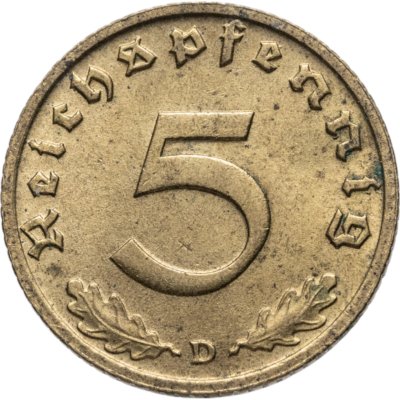 купить Германия (Третий рейх) 5 рейхспфеннигов (reichspfennig) 1938 D