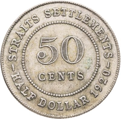 купить Стрейтс Сетлментс 50 центов (cents) 1920