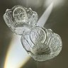 Купить Пара миниатюрных конфетниц, декорированных резным изображением цветов фуксии, худ. П. А. Ледяев, хрусталь, алмазная грань, матирование, Завод «Красный Гигант», СССР, 1970-1990 гг.