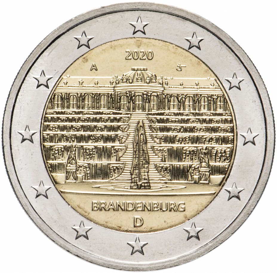 купить Германия 2 евро 2020 A "Дворец Сан-Суси в Потсдаме"