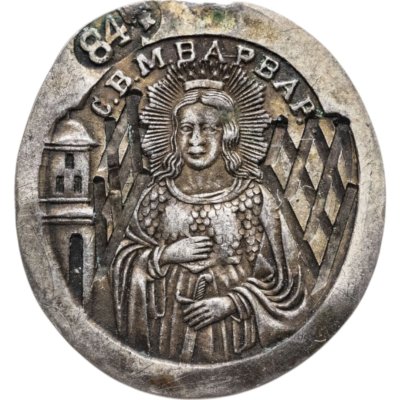 купить Образок двухсторонний Св. Варвара и Св. Феодосий, серебро, 1800-1900 гг.