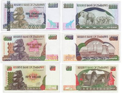 купить Зимбабве набор из 3 банкнот 50, 500, 1000 долларов 1994-2003