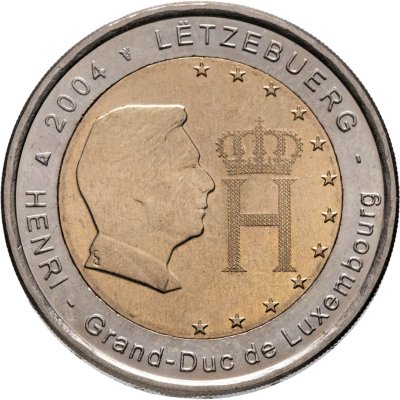 купить Люксембург 2 евро (euro) 2004 "Портрет и монограмма герцога Люксембурга Анри Нассау"