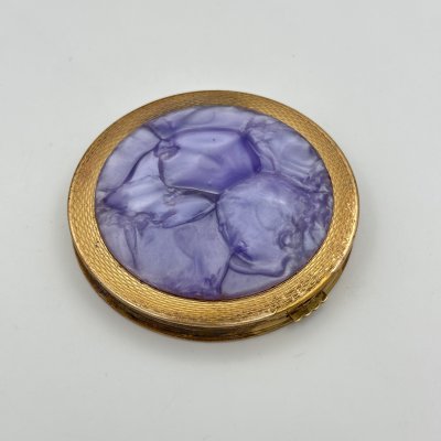 купить Пудреница с декоративной накладкой, латунь, пластмасса, стекло, СССР, 1960-1980 гг.