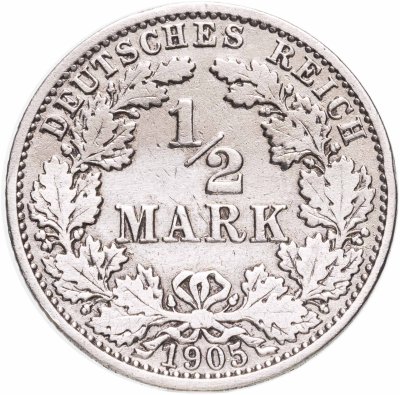 Купить Германия 1/2 марки (mark) 1905 A