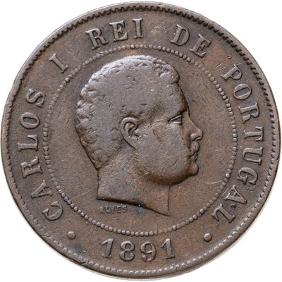 купить Португалия 20 реалов (рейс, reis) 1891 Без отметки монетного двора