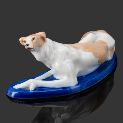 купить Статуэтка "Левретка", скульптор Б.Я. Воробьев (юбилейное клеймо), фарфор, роспись, Ленинградский фарфоровый завод (ЛФЗ), СССР, 1937 г.