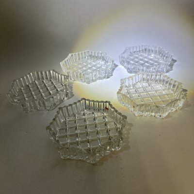 купить Набор из 5 розеток многоугольной формы с резным геометрическим декором, хрусталь, алмазная грань, СССР, 1970-1990 гг.