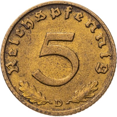 купить Германия (Третий рейх) 5 рейхспфеннигов (reichspfennig) 1938 D